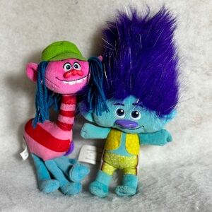 Trolls World Tour Sparkle Hair Branch & Cooper Plush Stuffed Trolls Set of 2